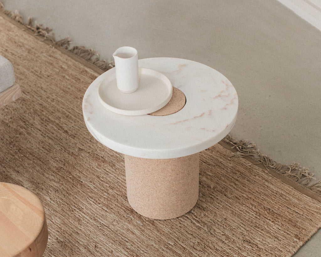 FRAMA - Sintra Table | White Marble / Cork | Small FRAMA