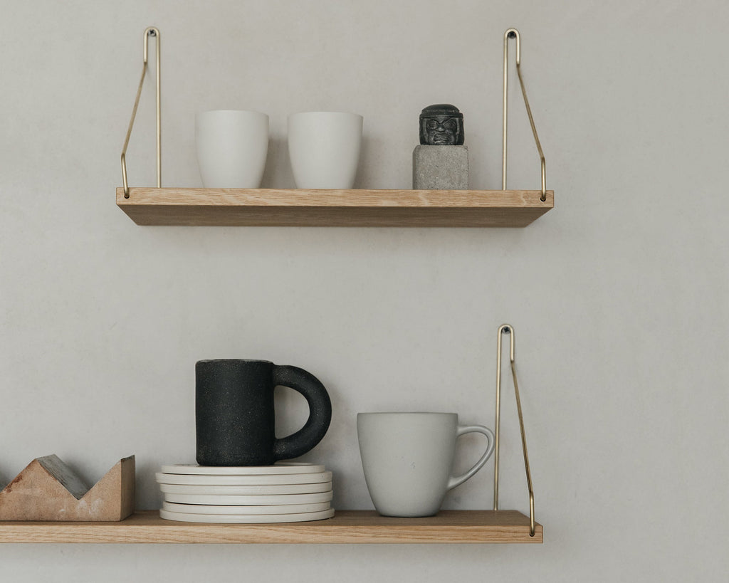 FRAMA - Single Shelf | Natural Oak / Brass | D20 / W40