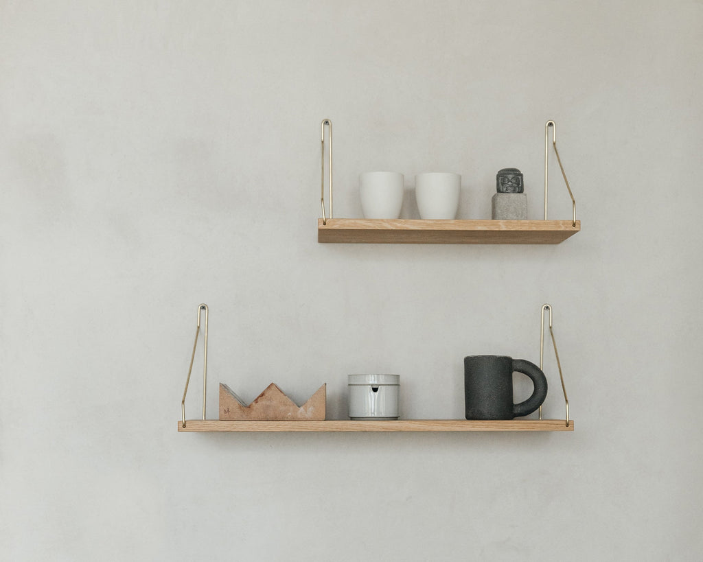 FRAMA - Single Shelf | Natural Oak / Brass | D20 / W60 FRAMA
