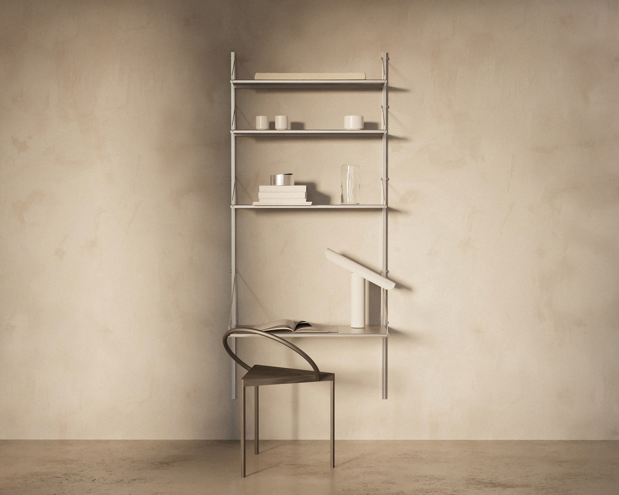 FRAMA - Shelf Library Desk Section | Stainless Steel | H185.2 / W80