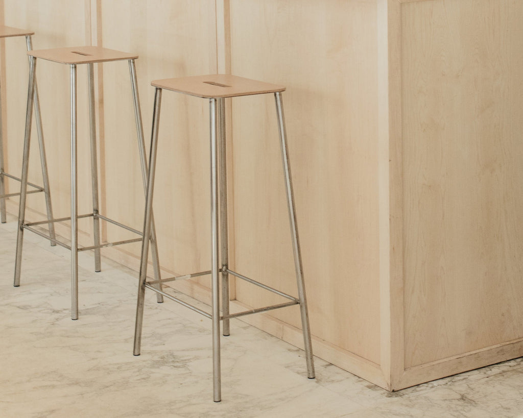 FRAMA - Adam Stool | Raw Steel / Natural Leather | H76 FRAMA