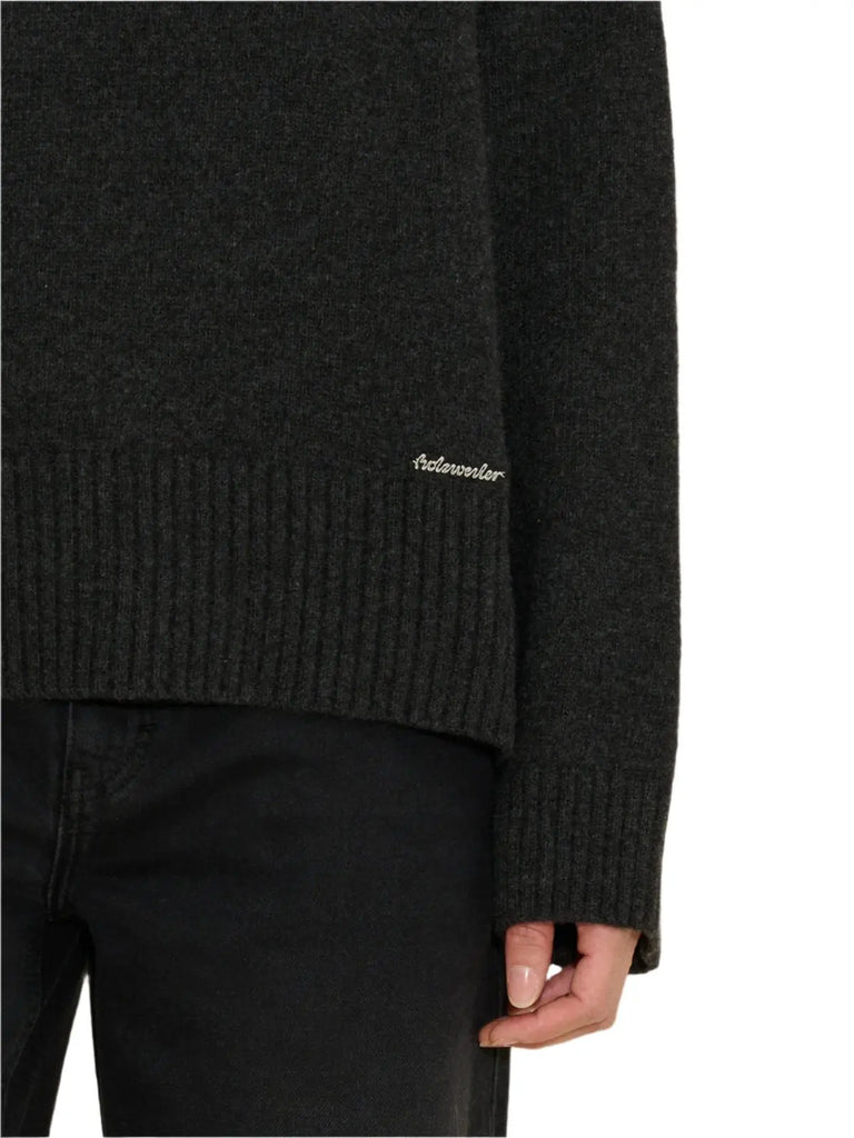 W. Lambswool Knit Turtle Dk. Grey Holzweiler