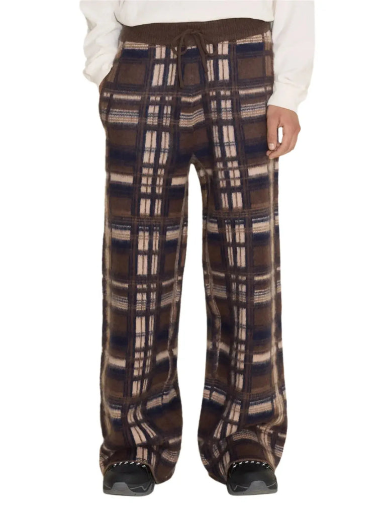 Ace Check Knit Trousers Brown Check Holzweiler