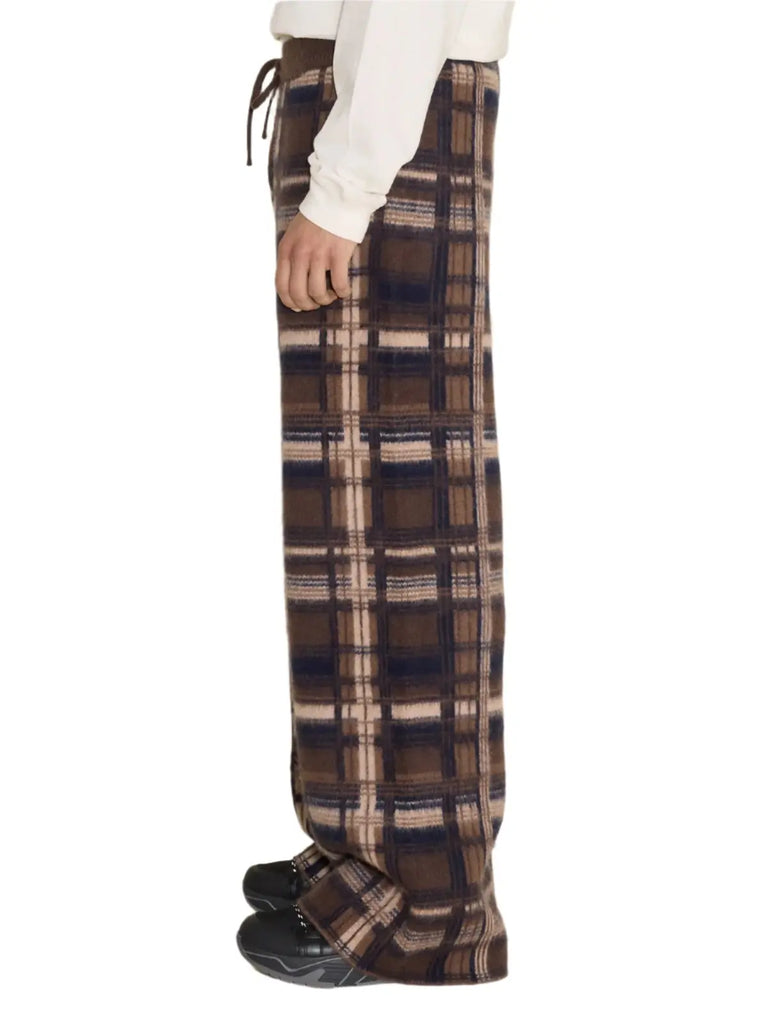 Ace Check Knit Trousers Brown Check Holzweiler