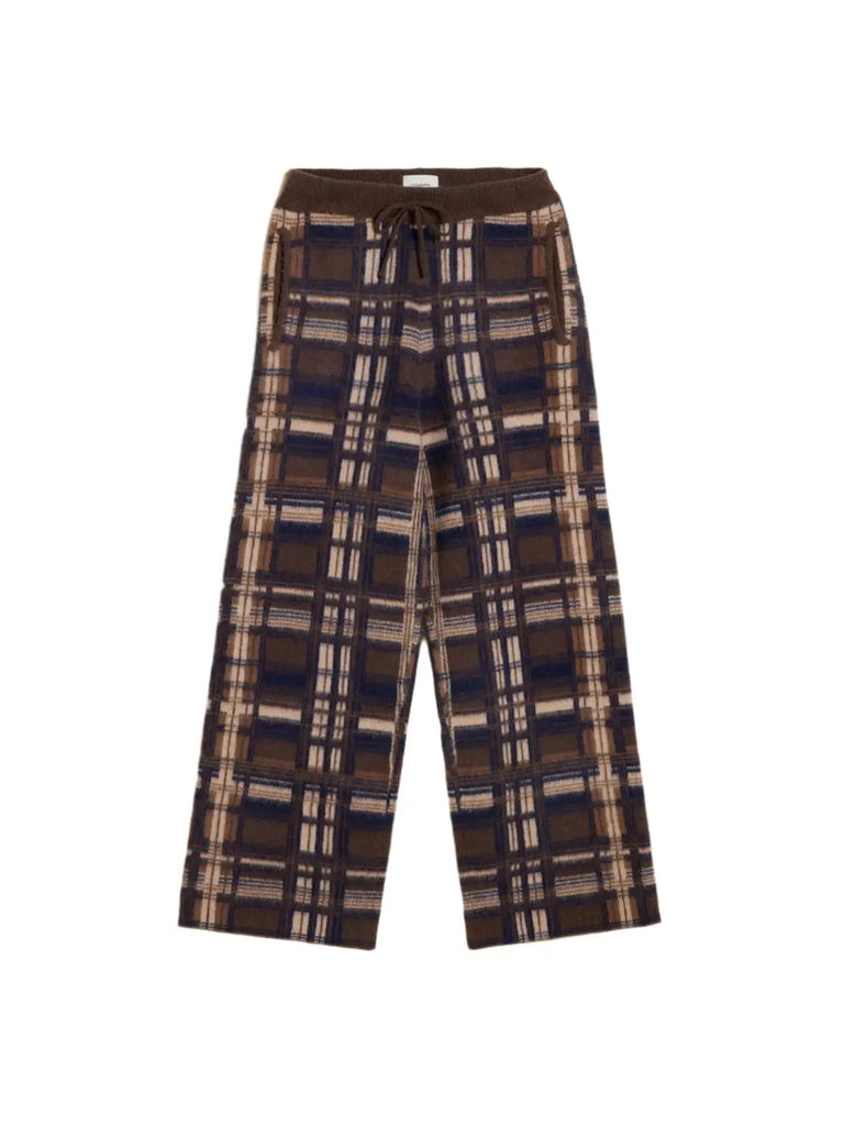 Ace Check Knit Trousers Brown Check Holzweiler