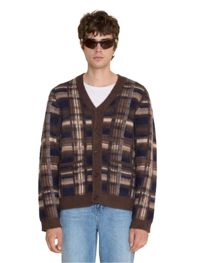 Covert Check Cardigan Brown Check Holzweiler