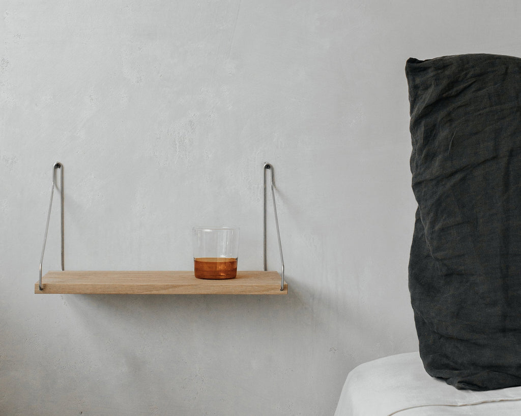 FRAMA - Single Shelf | Natural Oak / Stainless Steel | D20 / W40 FRAMA