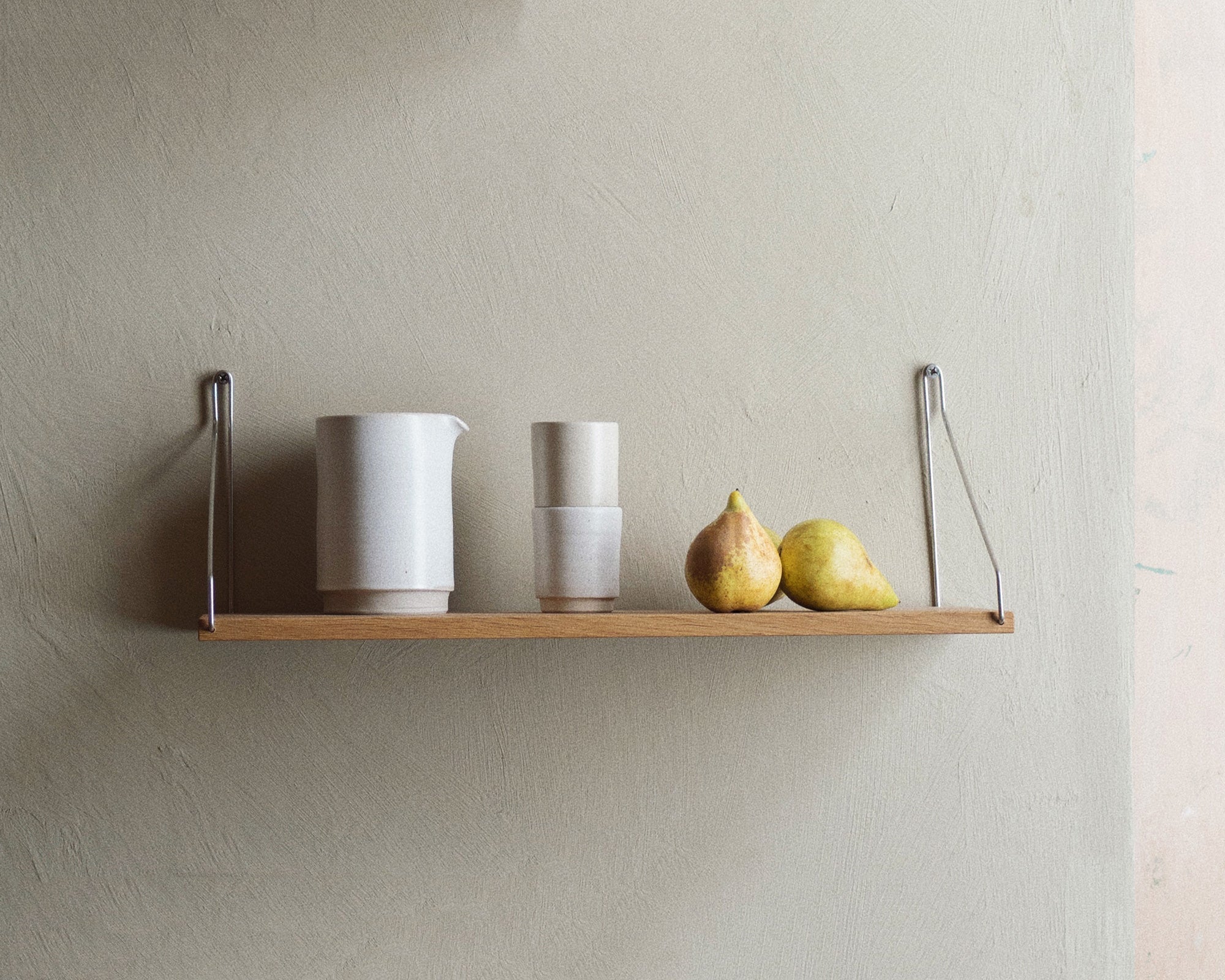 FRAMA - Single Shelf | Natural Oak / Stainless Steel | D20 / W60
