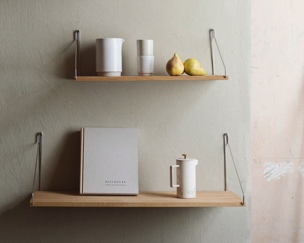 FRAMA - Single Shelf | Natural Oak / Stainless Steel | D20 / W80