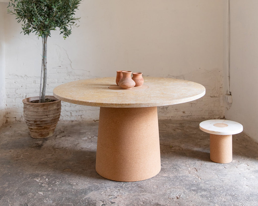 FRAMA - Sintra Dining Table | Yellow Limestone / Cork