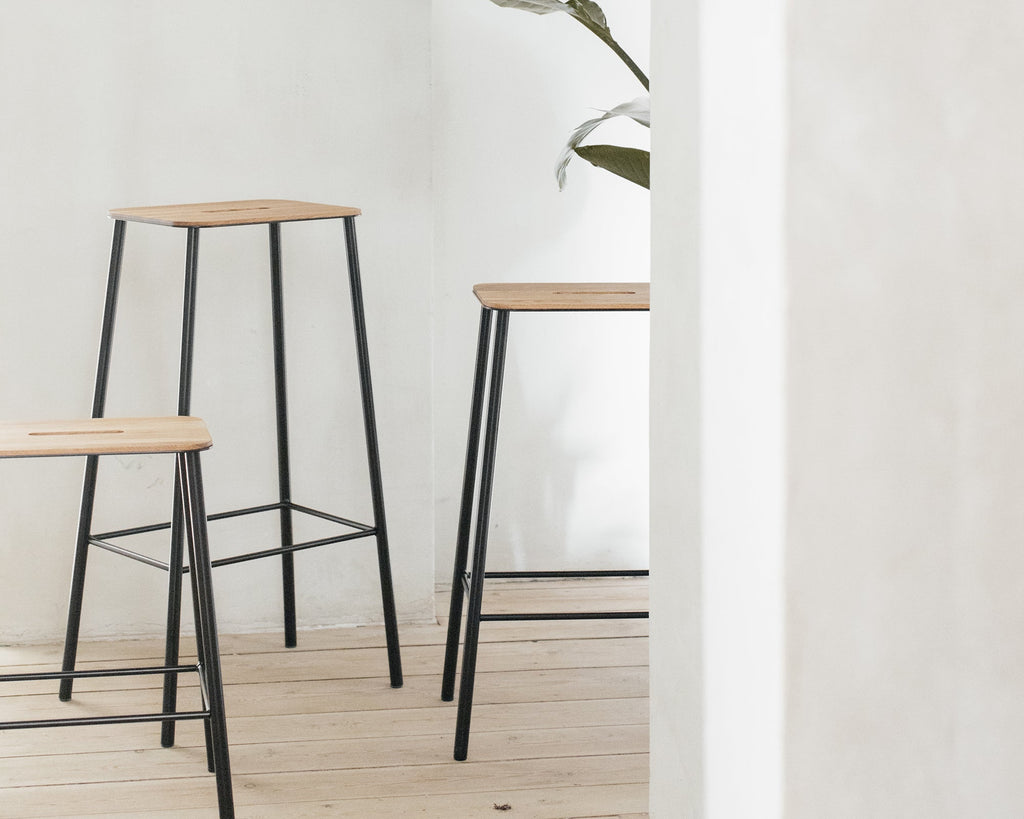FRAMA - Adam Stool | Black / Oak | H76