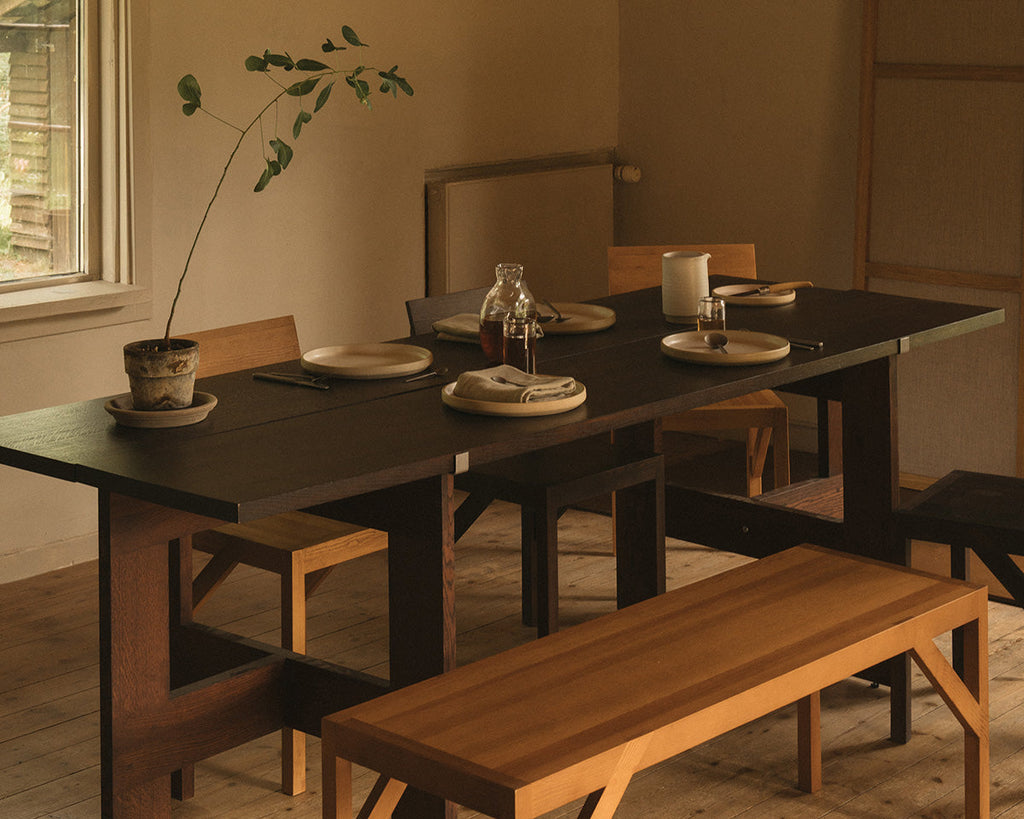 FRAMA - Farmhouse Trestle Table | Dark Oak | L220 Planks