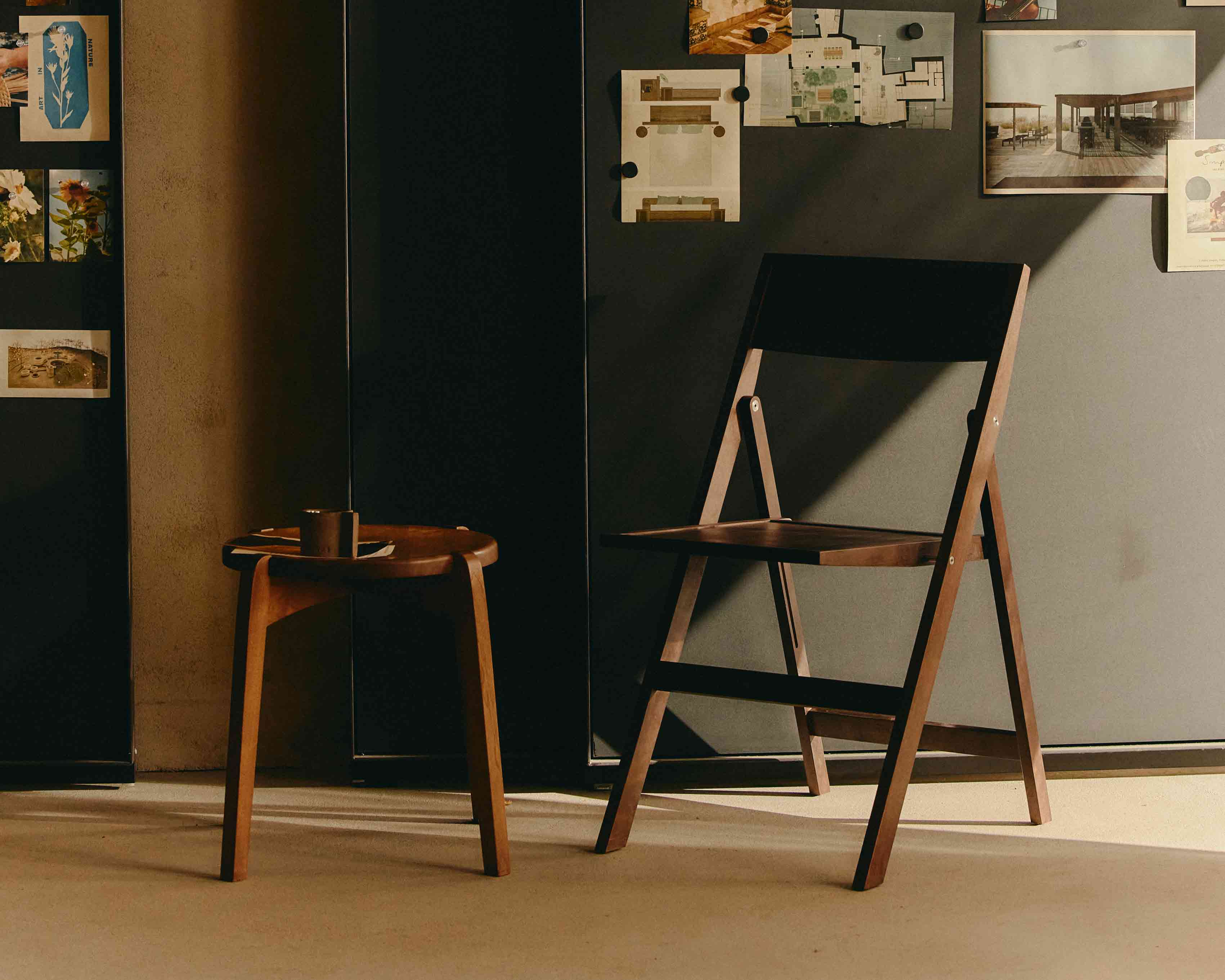 FRAMA - Folding Flat Chair | Dark Brown Birch