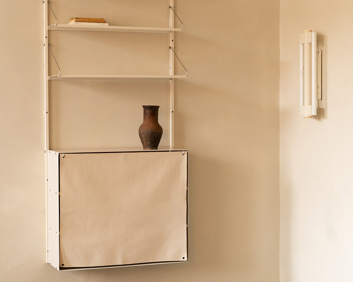 FRAMA - Shelf Library Canvas Cabinet | Warm White Steel / Canvas