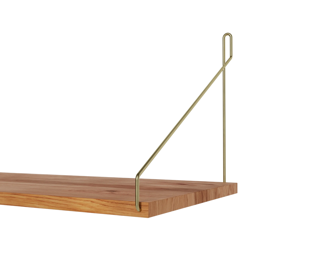 FRAMA - Single Shelf | Natural Oak / Brass | D27 / W80 FRAMA