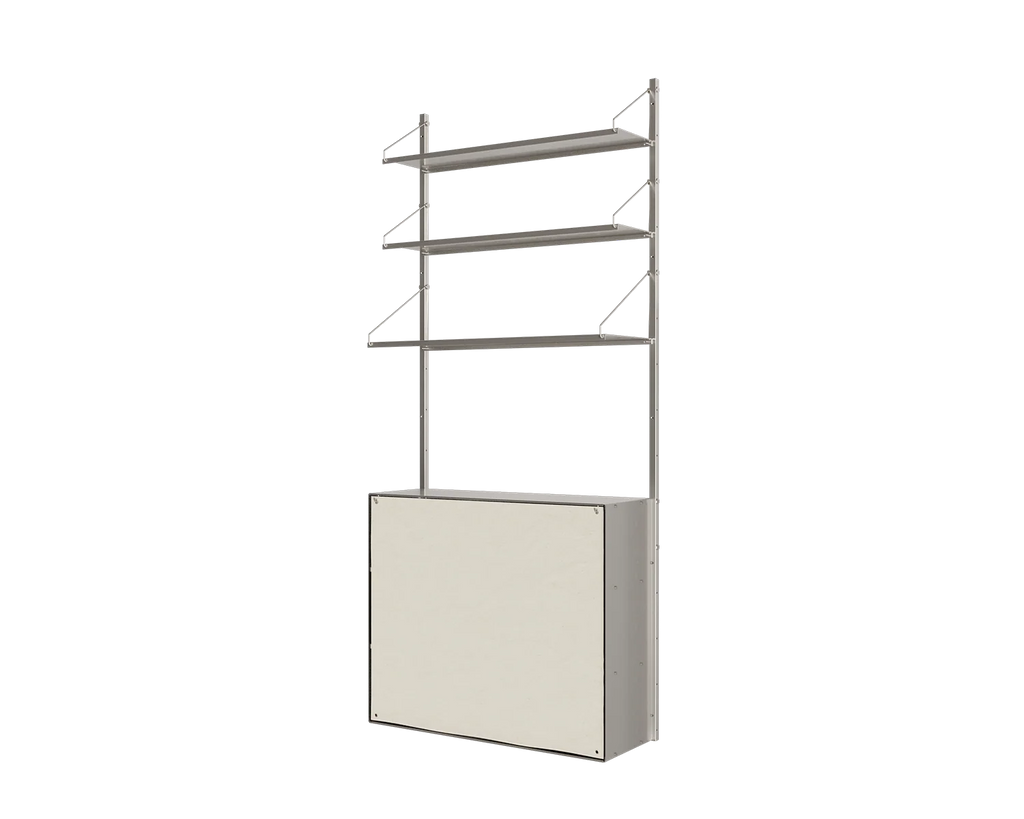 FRAMA - Shelf Library Canvas Cabinet Section | Stainless Steel / Canvas | H185.2 / W80
