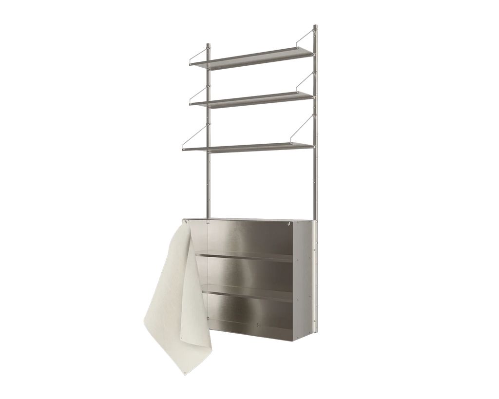 FRAMA - Shelf Library Canvas Cabinet Section | Stainless Steel / Canvas | H185.2 / W80 FRAMA