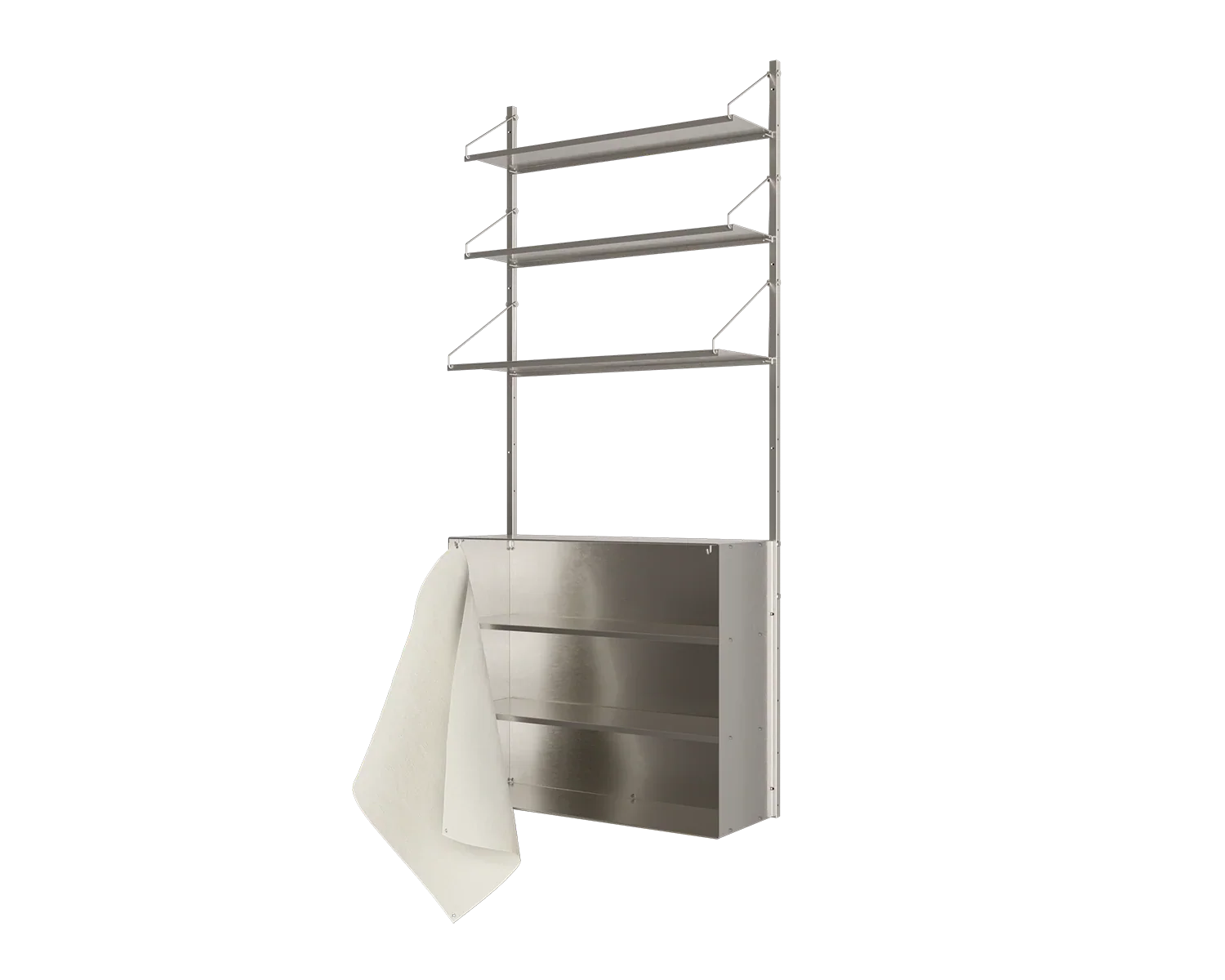 FRAMA - Shelf Library Canvas Cabinet Section | Stainless Steel / Canvas | H185.2 / W80