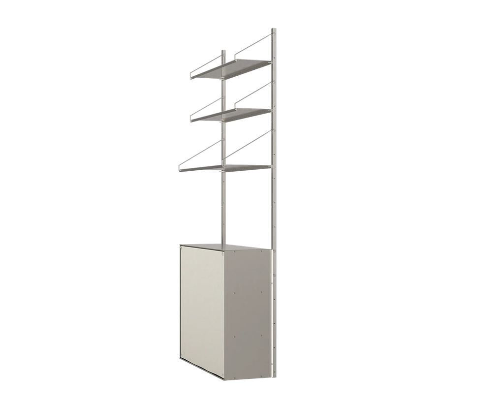 FRAMA - Shelf Library Canvas Cabinet Section | Stainless Steel / Canvas | H185.2 / W80