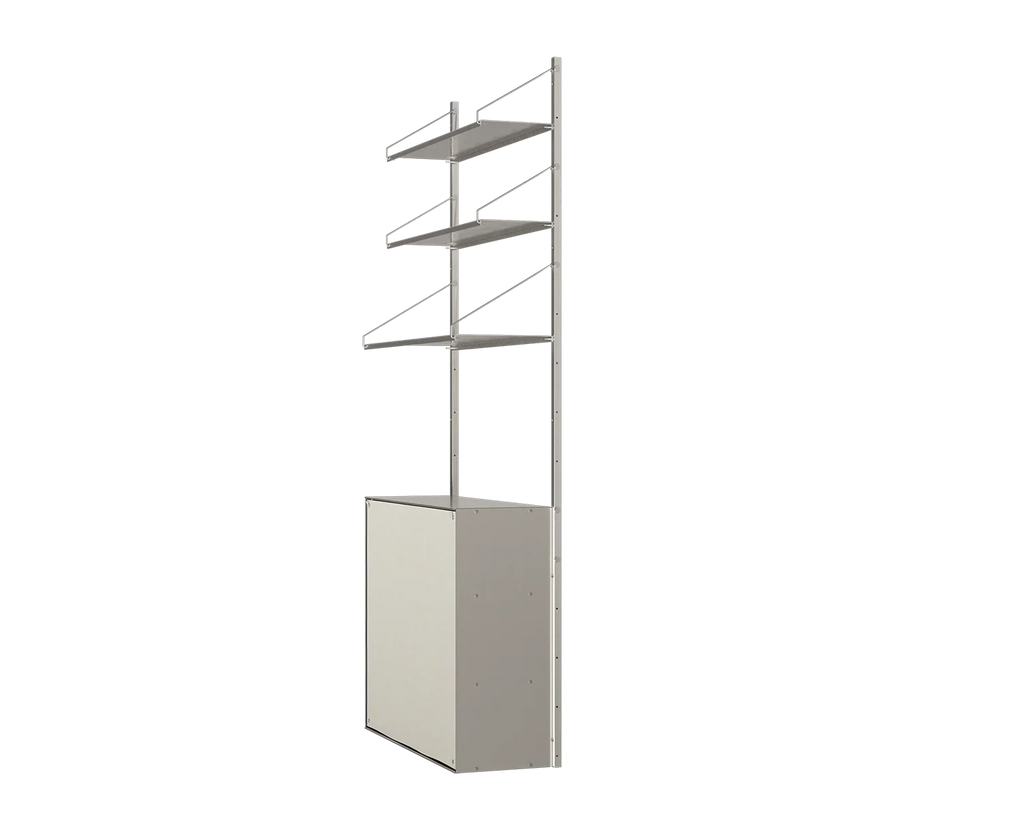FRAMA - Shelf Library Canvas Cabinet Section | Stainless Steel / Canvas | H185.2 / W80 Frama