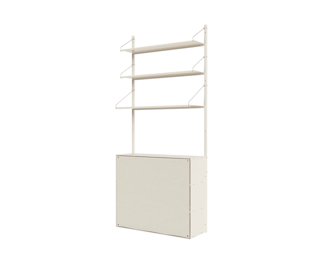 FRAMA - Shelf Library Canvas Cabinet Section | Warm White Steel / Canvas | H185.2 / W80 FRAMA