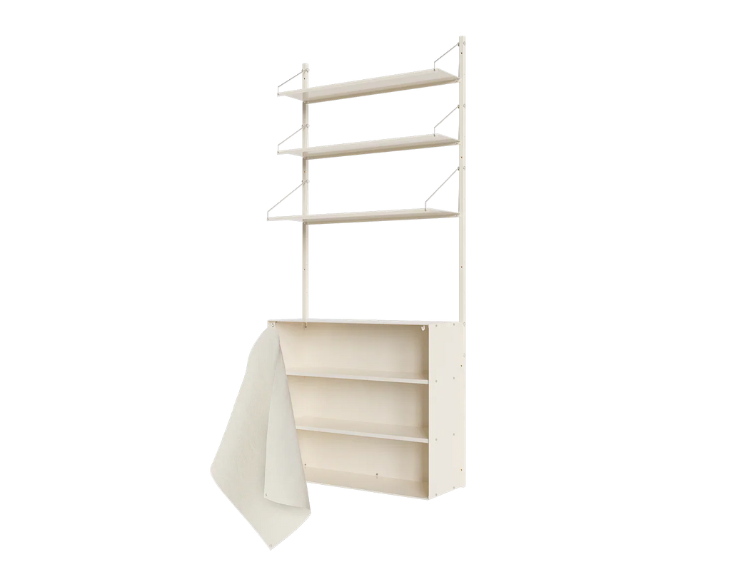 FRAMA - Shelf Library Canvas Cabinet Section | Warm White Steel / Canvas | H185.2 / W80