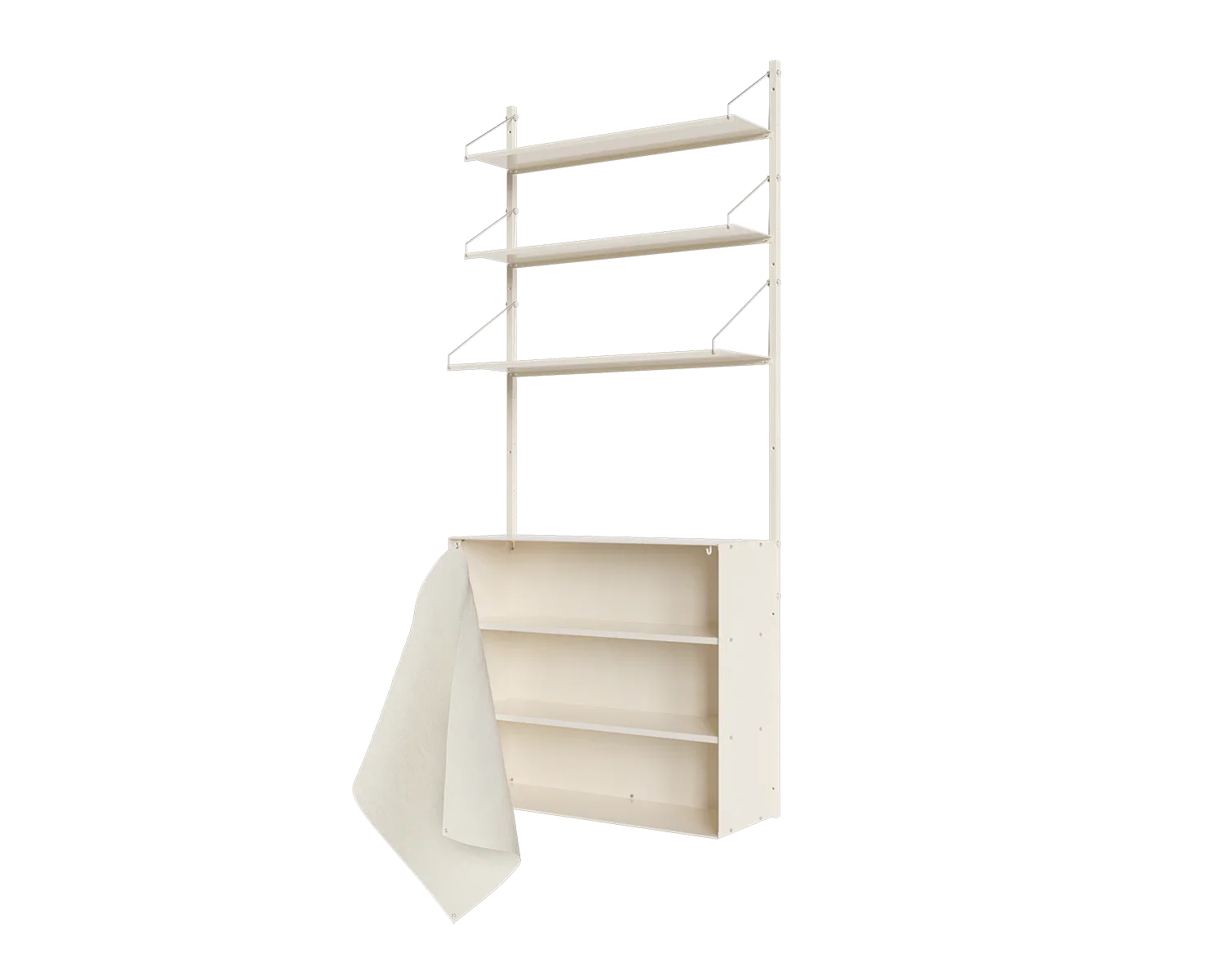 FRAMA - Shelf Library Canvas Cabinet Section | Warm White Steel / Canvas | H185.2 / W80