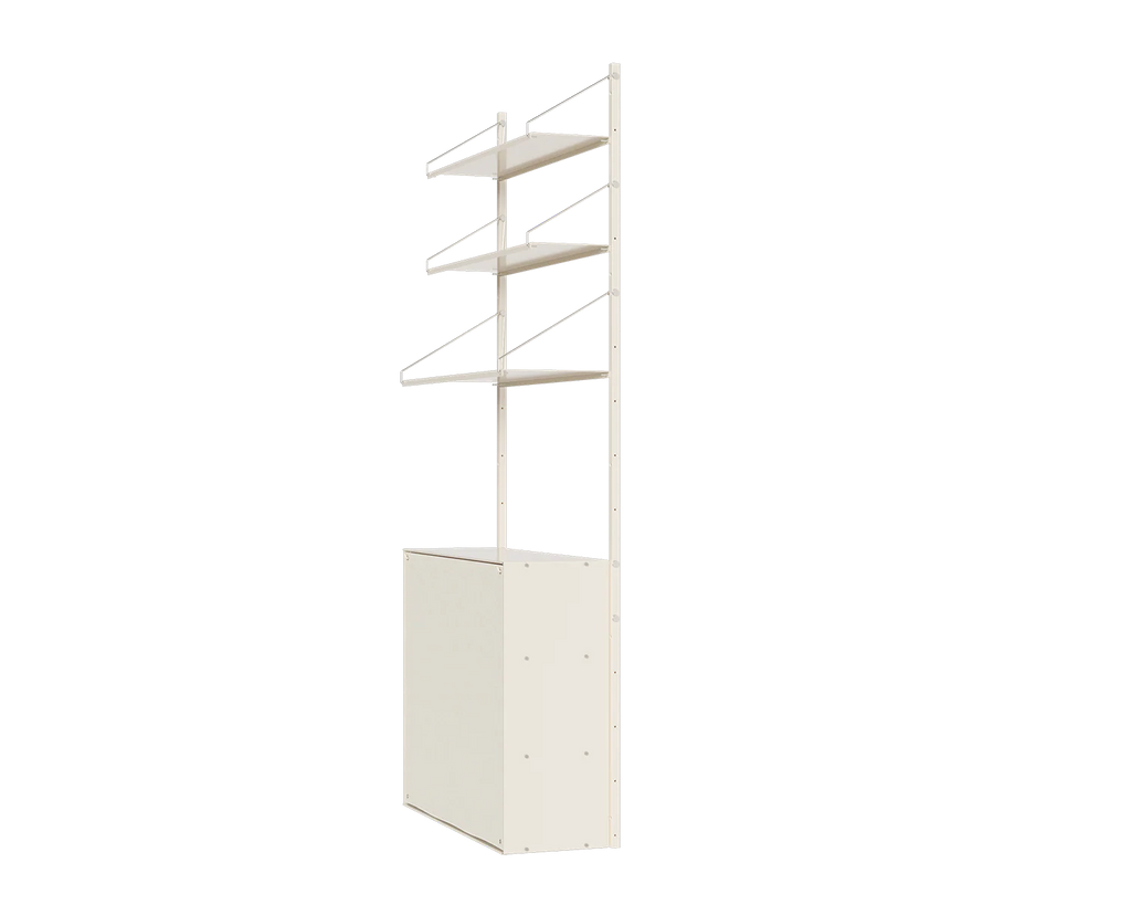 FRAMA - Shelf Library Canvas Cabinet Section | Warm White Steel / Canvas | H185.2 / W80