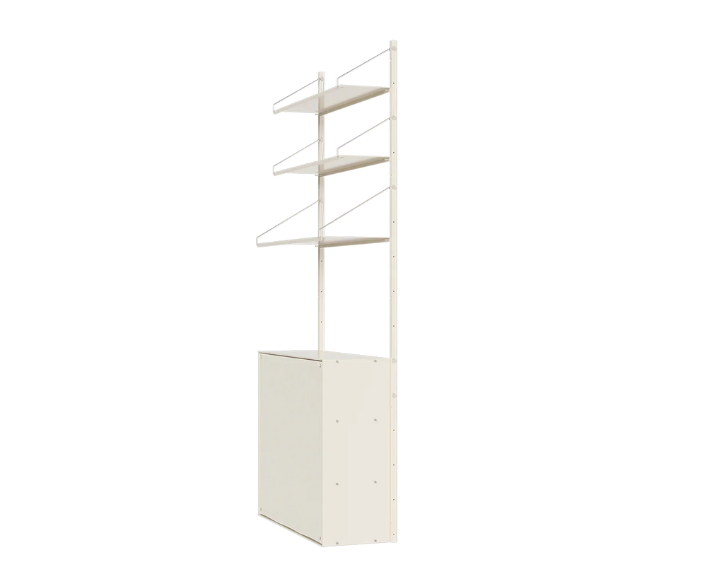 FRAMA - Shelf Library Canvas Cabinet Section | Warm White Steel / Canvas | H185.2 / W80 Frama
