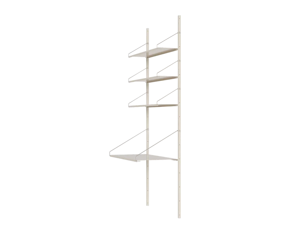 FRAMA - Shelf Library Desk Section | Warm White Steel | H185.2 / W80 FRAMA
