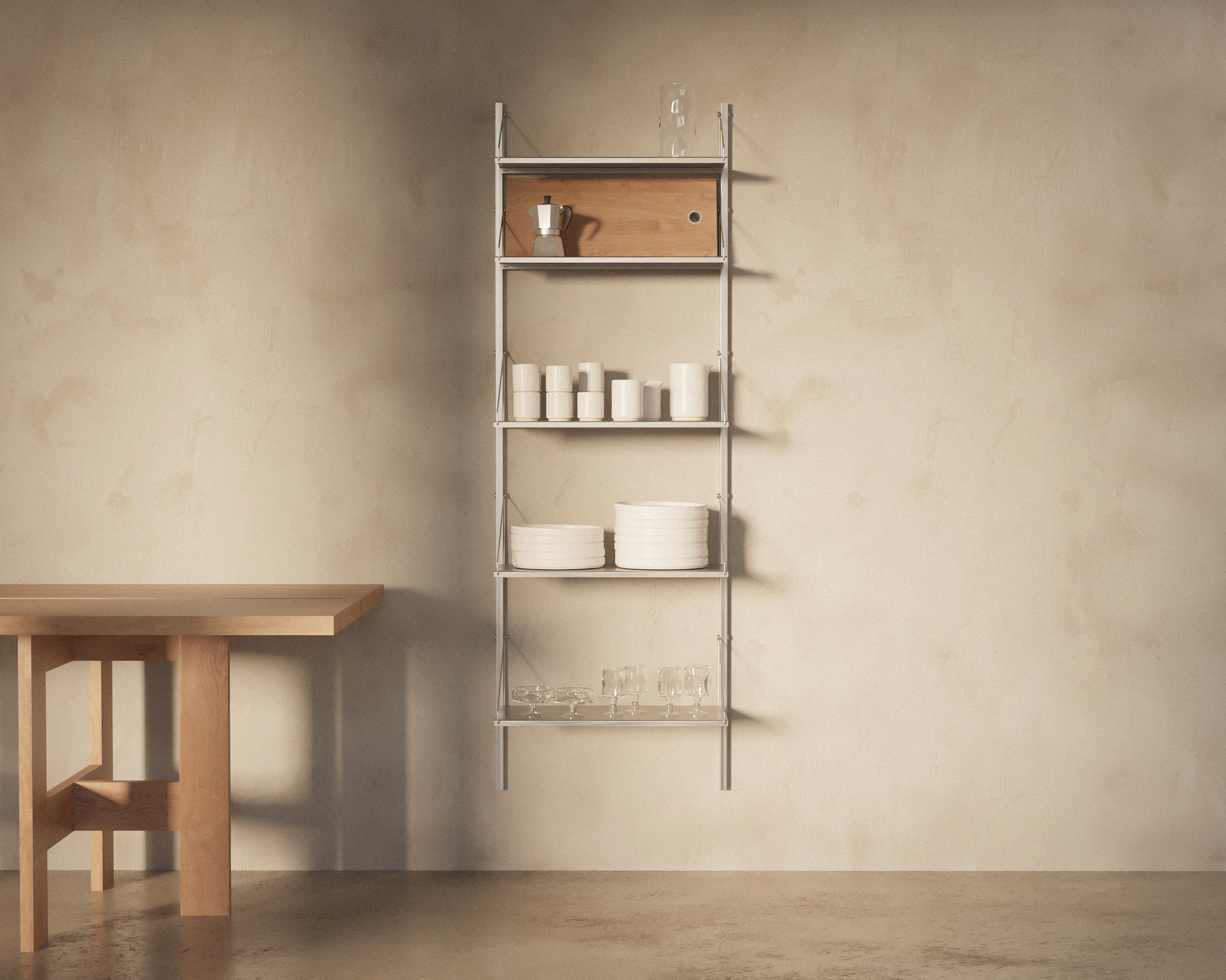 FRAMA - Shelf Library Single Section | Stainless Steel | H185.2 / W60