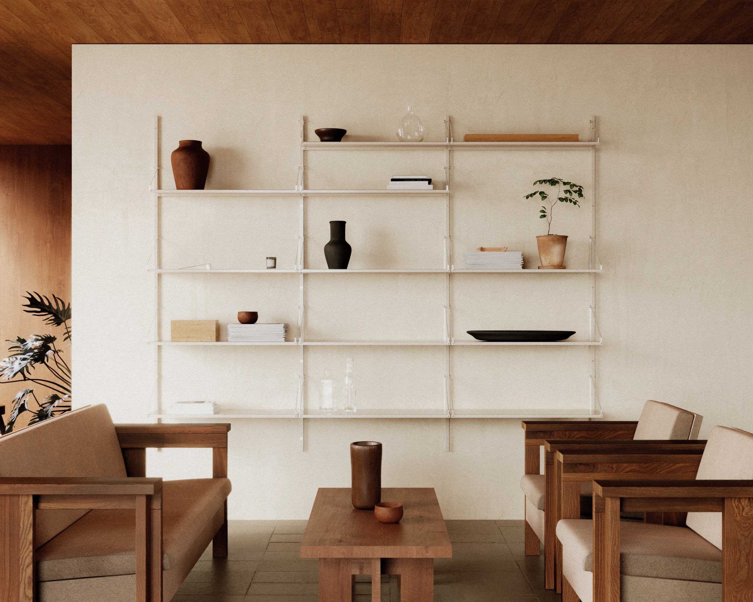 FRAMA - Shelf Library Single Section | Warm White Steel | H185.2 / W80