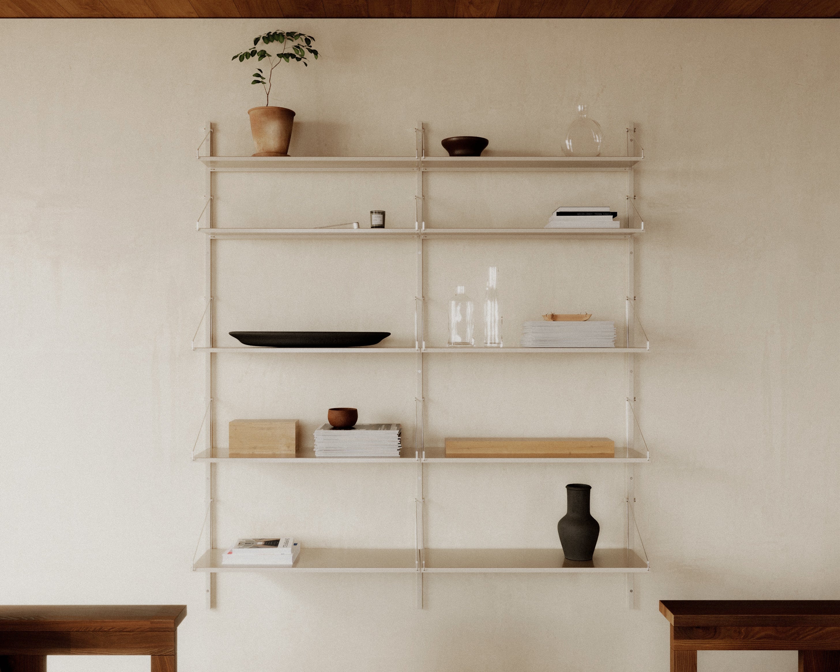 FRAMA - Shelf Library Double Section | Warm White Steel | H185.2 / W80 FRAMA