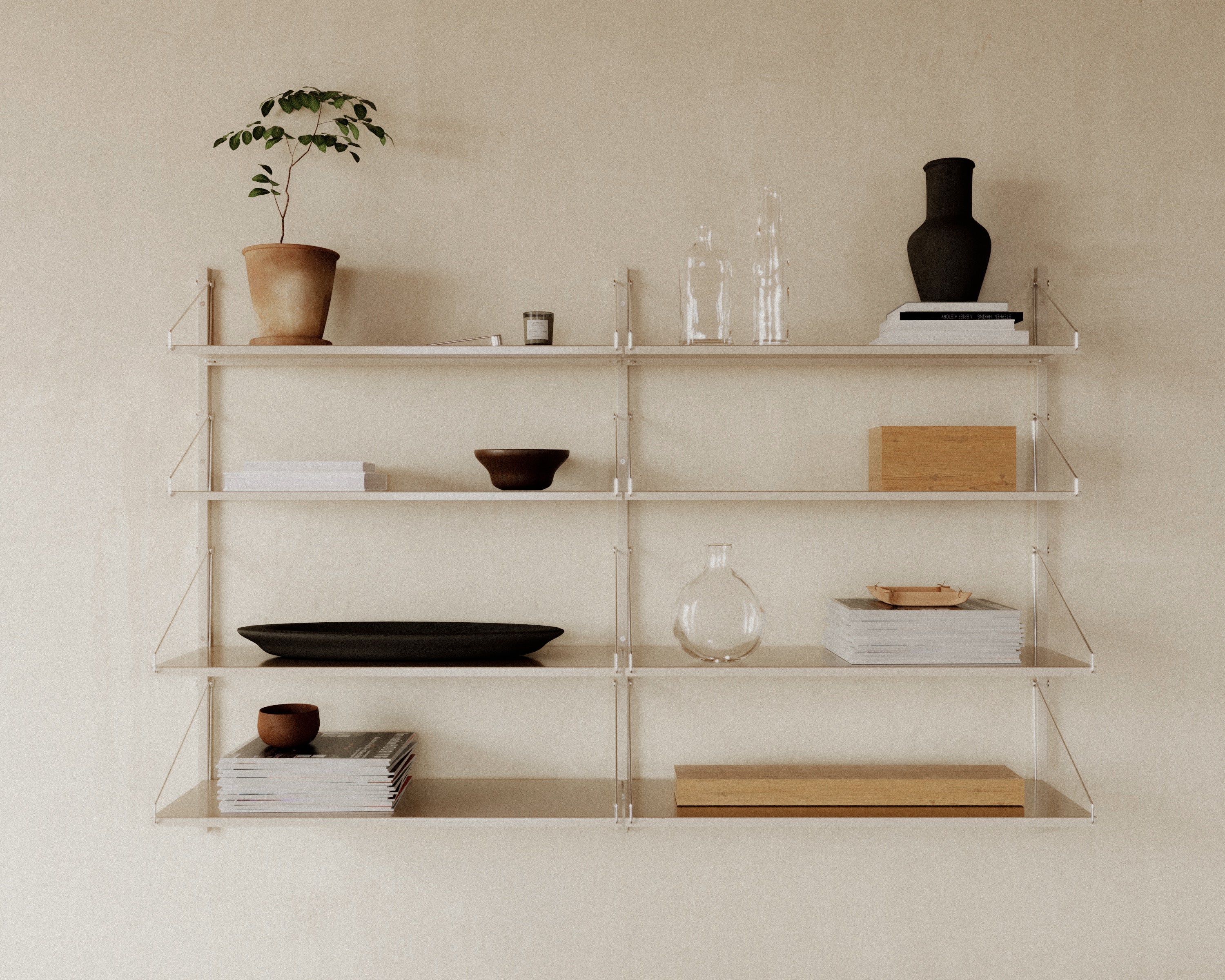 FRAMA - Shelf Library Double Section | Warm White Steel | H108.4 / W80