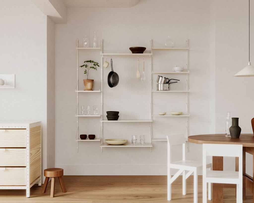 FRAMA - Shelf Library Single Section | Warm White Steel | H185.2 / W40