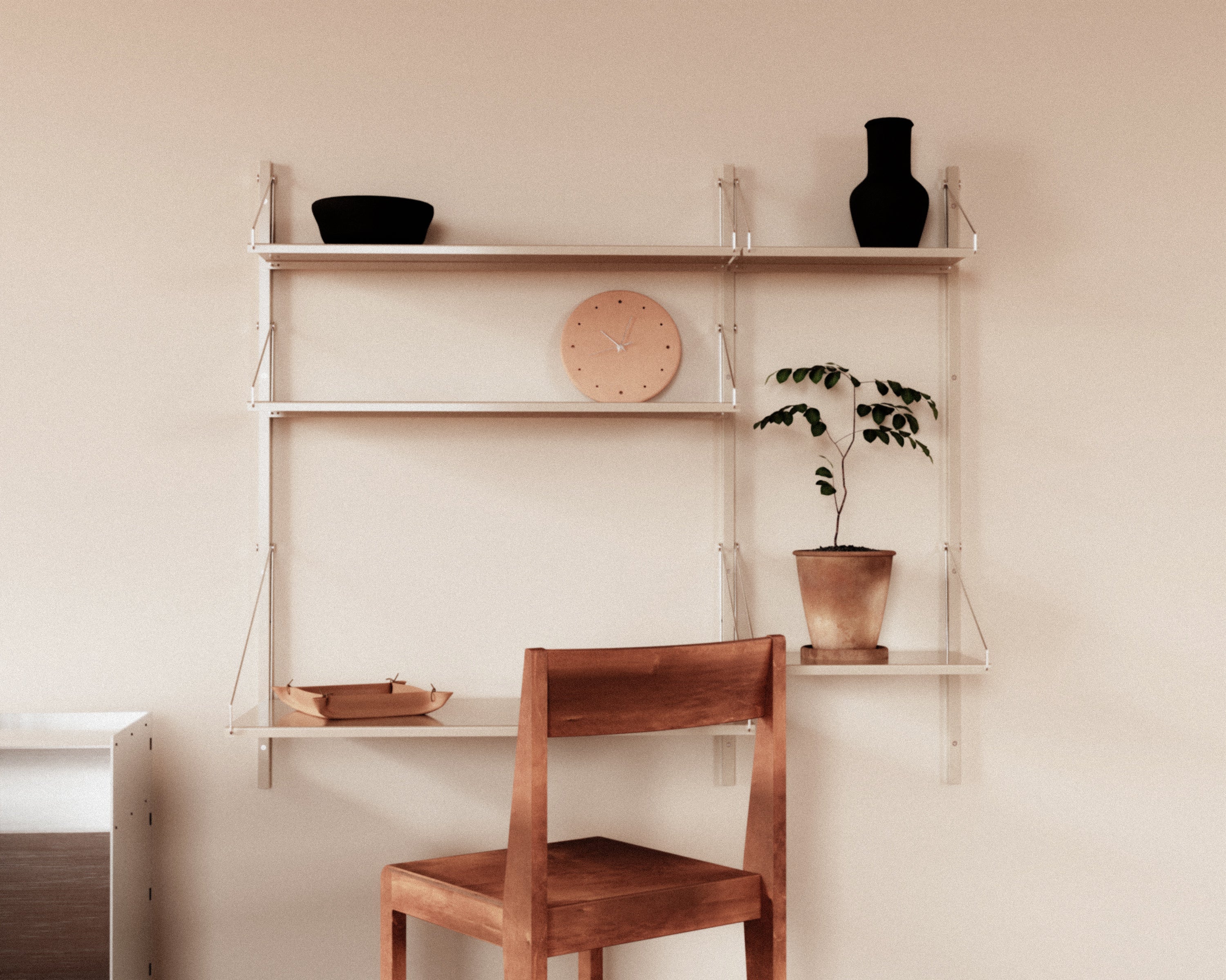 FRAMA - Shelf Library Desk Section | Warm White Steel | H108.4 / W80