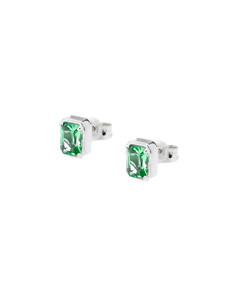 AQUA EMERALD CUT STUD EARRINGS - Green HATTON LABS