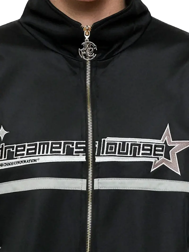 Dreamers Lounge Tracksuit Top - Black Fine Chaos