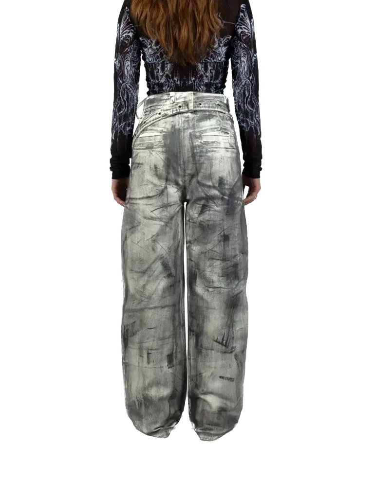 Unisex - Waxed Double Belt Jeans Fine Chaos