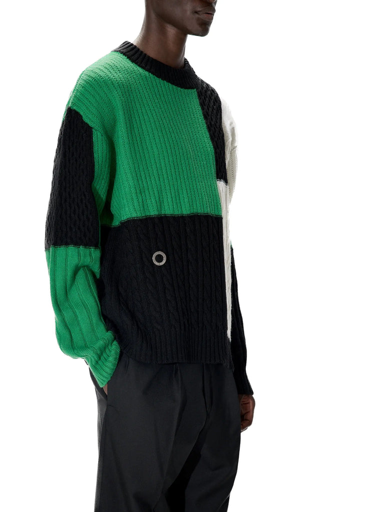 PAST TENSE Block Cable Crewneck Knit 