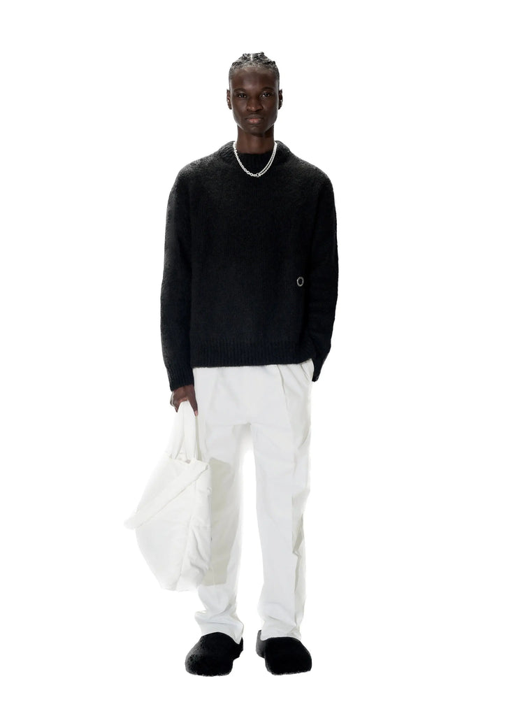 PAST TENSE Brushed Alpaca Crewneck Knit - Black 