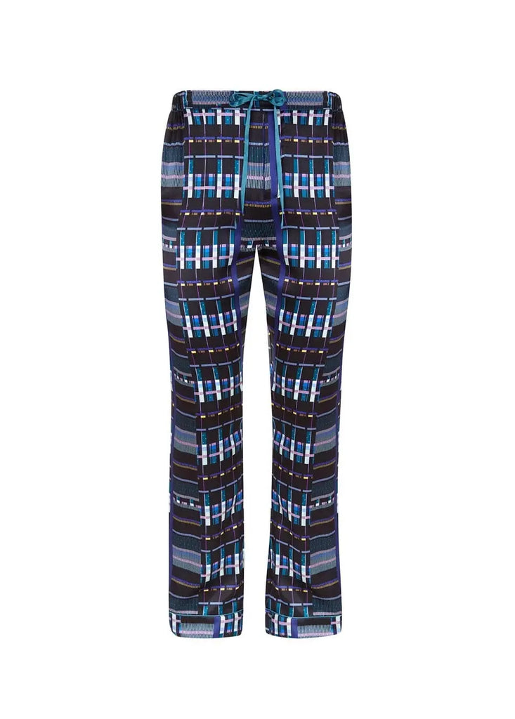 MENG Men’s Blue Silk Satin Trousers 