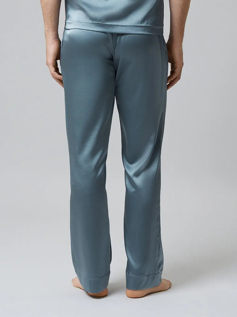 MENG Men’s Silver Silk Satin Pajama Bottoms 