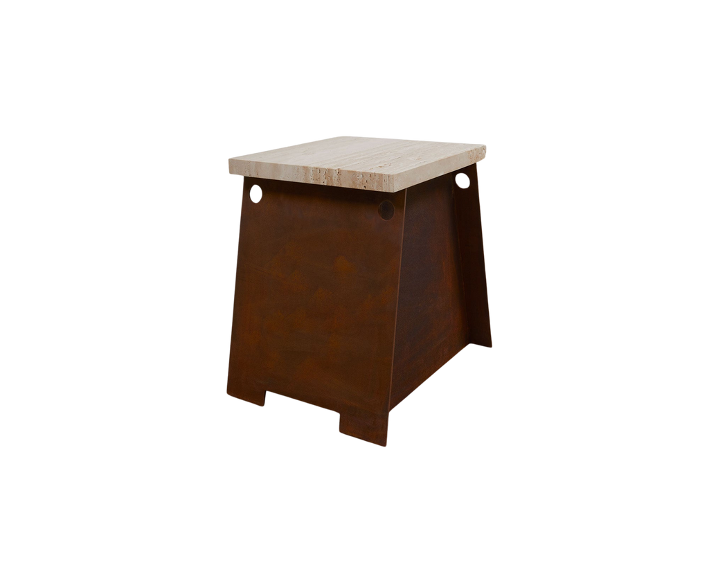 FRAMA - 64 Plinth | Corten Steel / Travertine