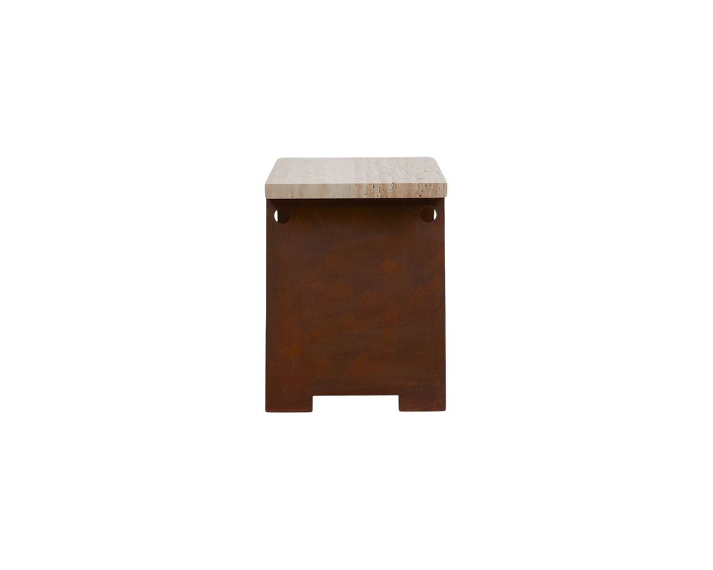 FRAMA - 64 Plinth | Corten Steel / Travertine