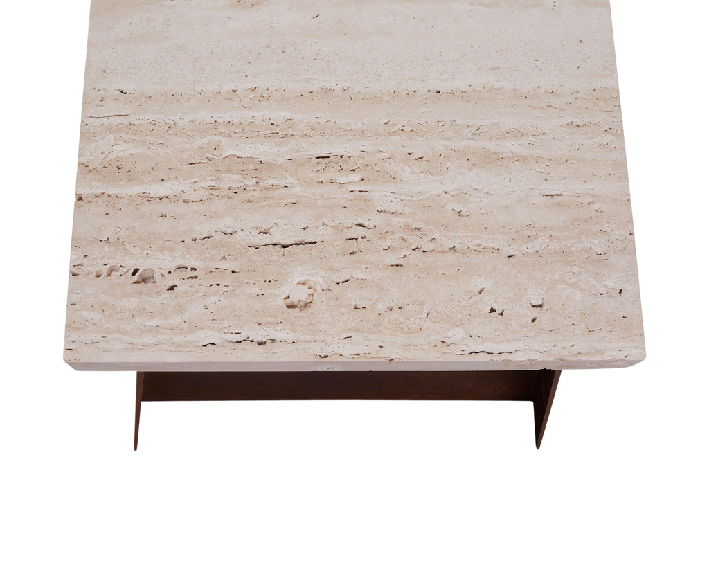 FRAMA - 64 Bench | Corten Steel / Travertine FRAMA