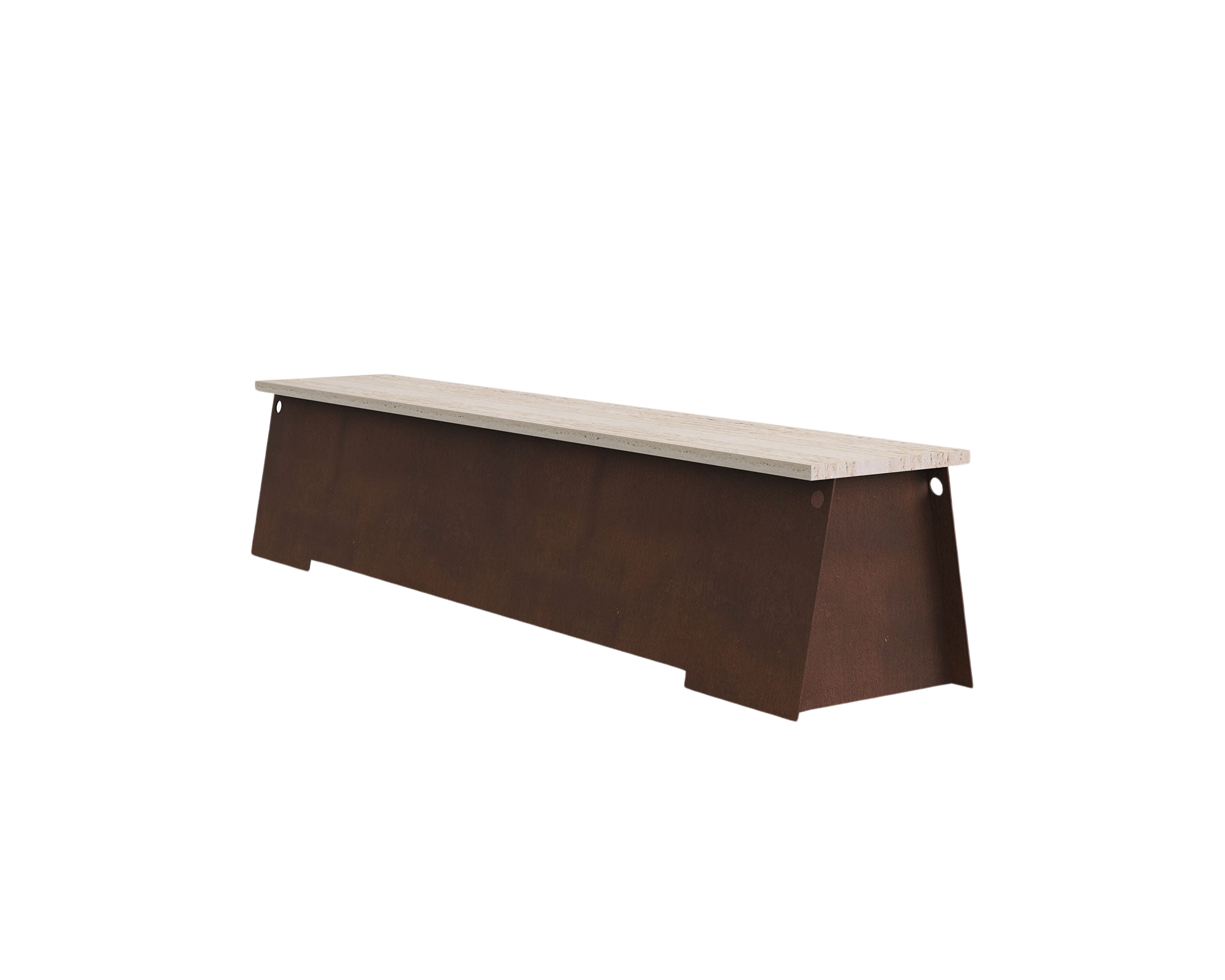 FRAMA - 64 Bench | Corten Steel / Travertine
