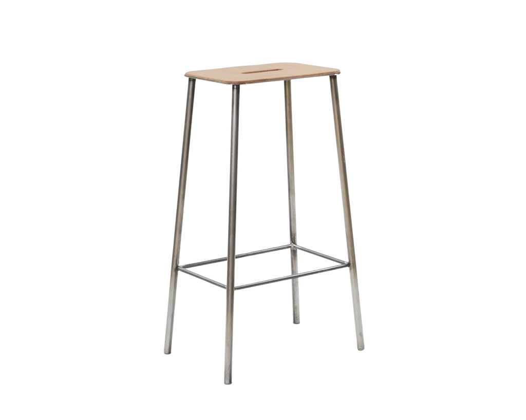 FRAMA - Adam Stool | Raw Steel / Natural Leather | H76 FRAMA