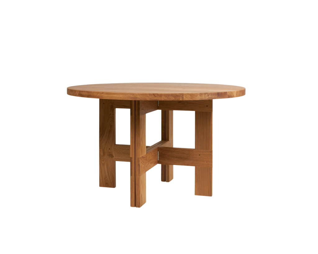 FRAMA - Farmhouse Trestle Table | Natural Oak | 120 Ø Round