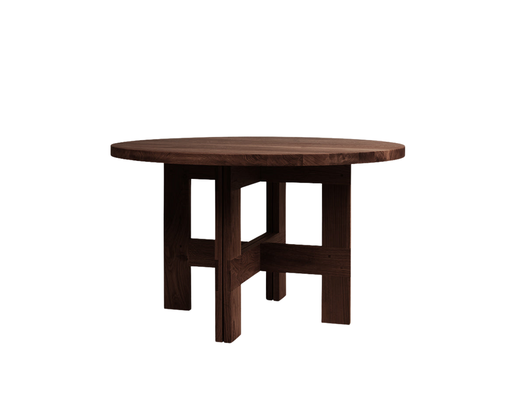 FRAMA - Farmhouse Trestle Table | Dark Oak | 140 Ø Round